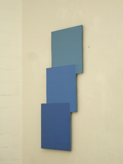 franck gribling, 3  receding blue space  squares,polyester,1966